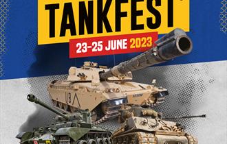 Image of three tanks with the wording: Tankfest 23-25 June 2023