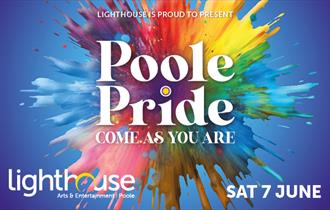 Pride colourful poster with date and 'come as you are'
