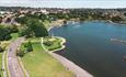 Aerial shot of Poole park and the boating lake