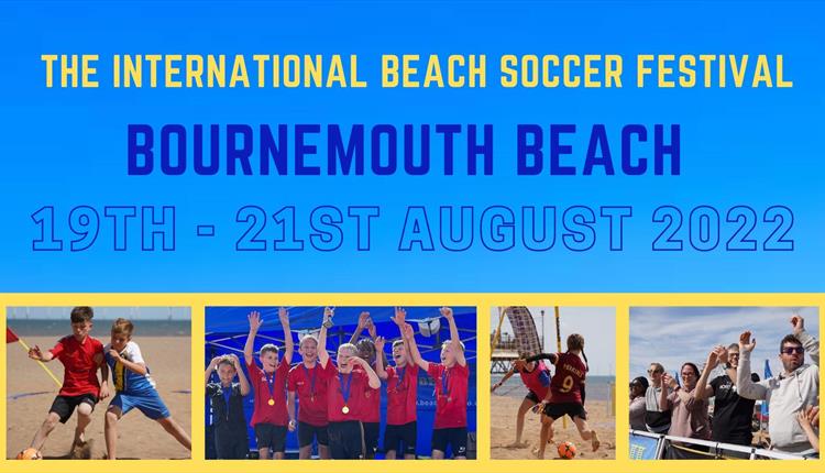 The International Beach Soccer Festival Bournemouth Beach, 19th - 21st August 2022. Images of children enjoying football.
