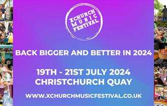 Christchurch music festival poster with the information in the middle and festival related images on the sides