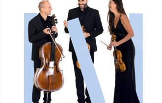 Image of 3 BSO musicians with their instruments, a cello, violin and viola