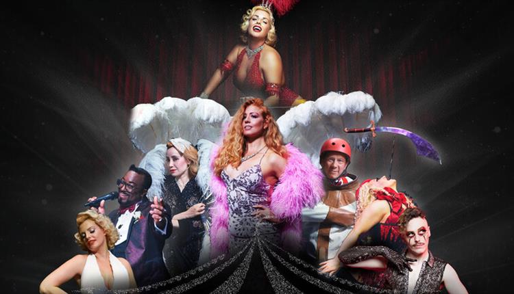 Image of the variety of acts, including Burlesque dancers, singers, magicians