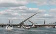 Poole's twin sails bridge opening halfway