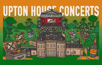 Artwork for the event with tropical garden theme in orange and green.