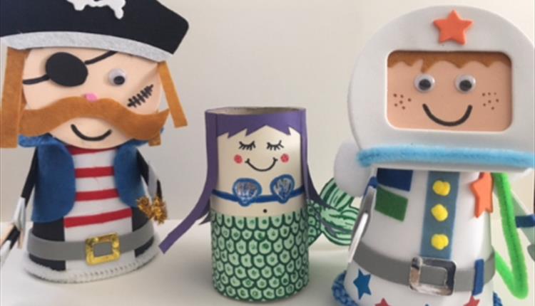 Up cycled characters from the Russell Cotes Spring Half-Term event