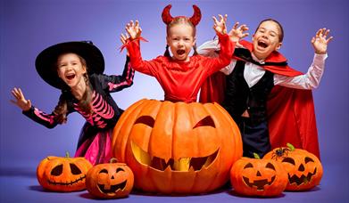 Children dressed in Halloween clothing