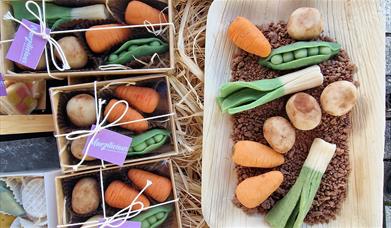 A gift box of vegetable-shaped treats