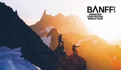 Poster for the Banff Mountain Film Festival World Tour 2025, featuring two climbers on a mountain