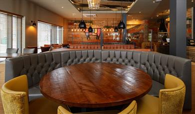 Circular booth at a Beefeater restaurant