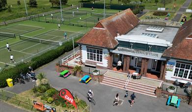 Aerial photograph of The Club House at Southsea Tennis Club