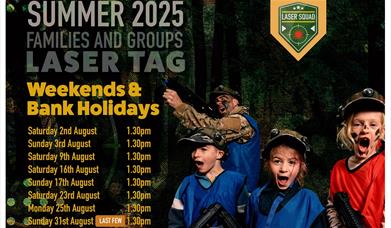 Poster for Families and Groups Laser Tag Summer 2025