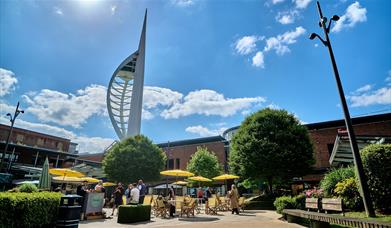 Central Square at Gunwharf Quays with the Spinnaker Tower in the background