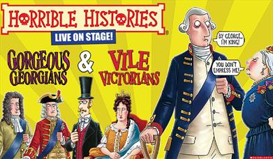 Poster cartoon for Horrible Histories: Gorgeous Georgians and Vile Victorians!