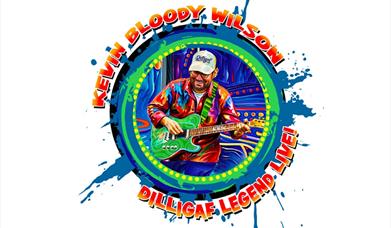 Logo for Kevin Bloody Wilson DiLLiGAF Legend Live with a picture of Kevin in the middle.