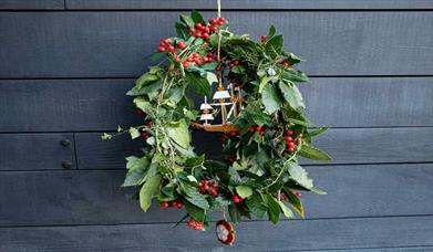 A Kissing Bough hanging outside The Mary Rose Museum