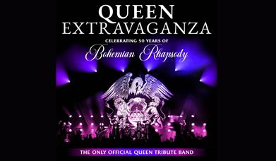 Poster for Queen Extravaganza's latest touring show, celebrating 50 years of Bohemian Rhapsody