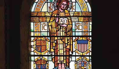 One of the stained glass windows at Portsmouth Cathedral