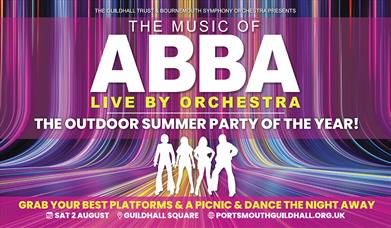 Poster for ABBA: Symphonic Spectacular at Portsmouth Guildhall Square