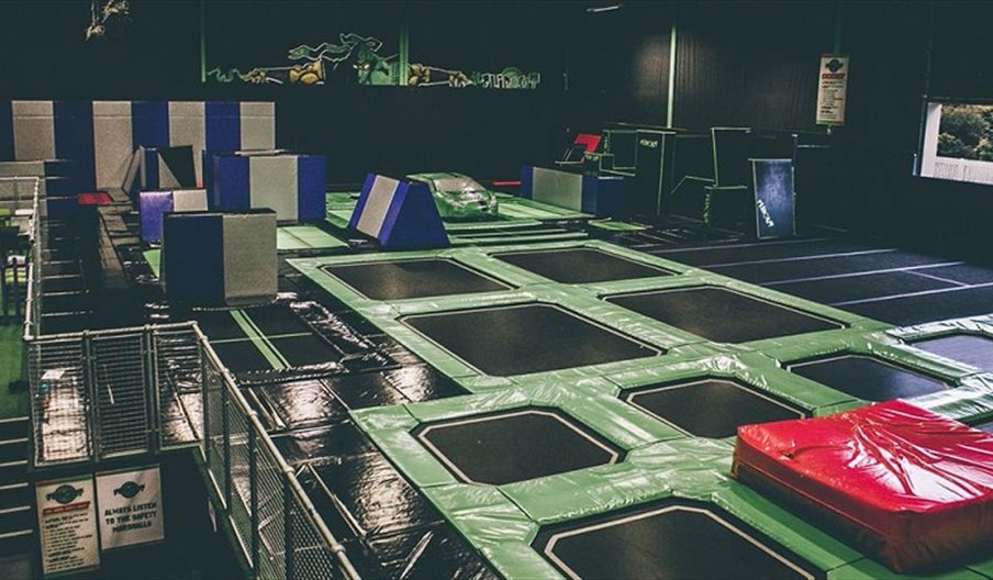 Trampoline floor at Flip Out Portsmouth