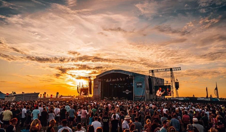 Sunset at the Victorious Festival main stage as Ocean Colour Scene perform