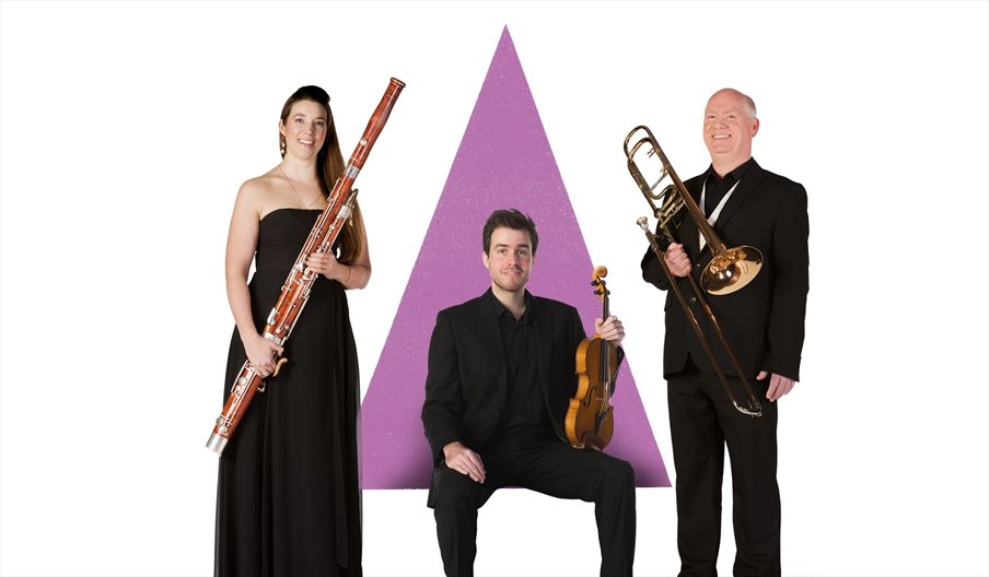 Three members of the Bournemouth Symphony Orchestra with their instruments