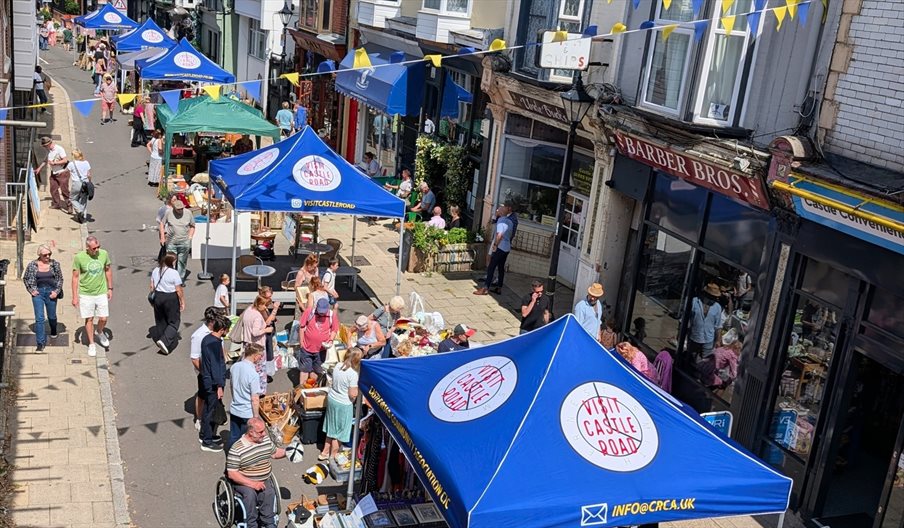 Stalls at a Castle Road market