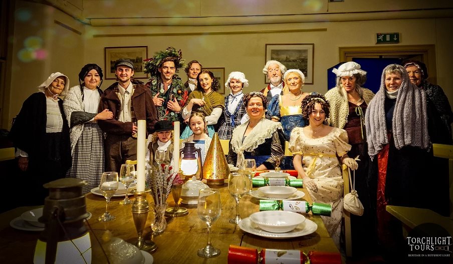 Costumed characters from A Christmas Carol at Stansted House