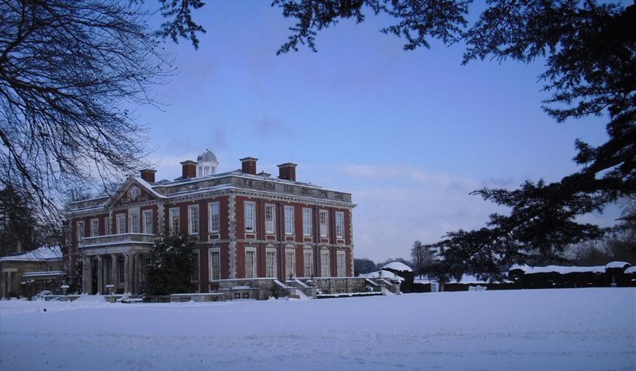 Stansted House in the snow