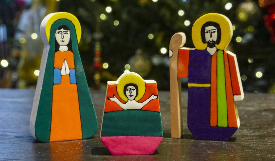 Photograph of three figurines for the Portsmouth Cathedral Crib Services