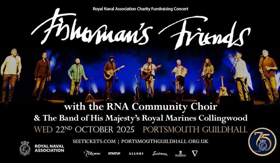 Poster for the charity show by The Royal Marines Band + Fisherman's Friends with The RNA Choir