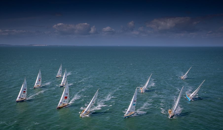 Aerial photo of boats sailing - credit clipperroundtheworld.com