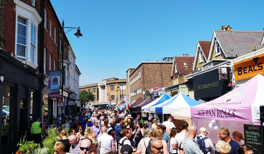 Row of stalls at Southsea Food Festival