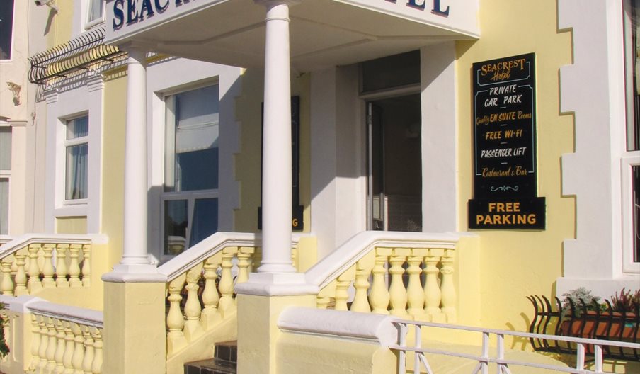 The seacrest hotel overlooks the Venetian Gardens and the Solent