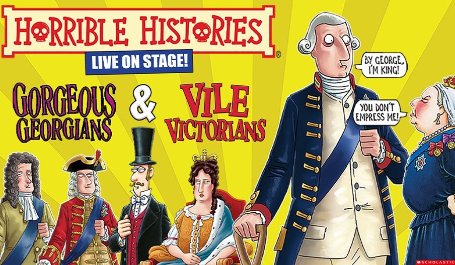 Poster cartoon for Horrible Histories: Gorgeous Georgians and Vile Victorians!