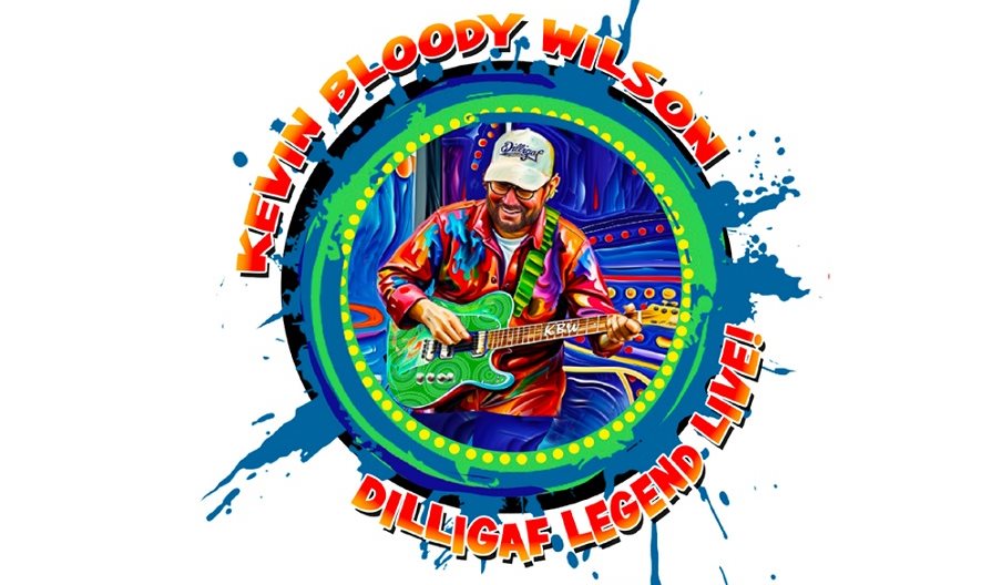 Logo for Kevin Bloody Wilson DiLLiGAF Legend Live with a picture of Kevin in the middle.