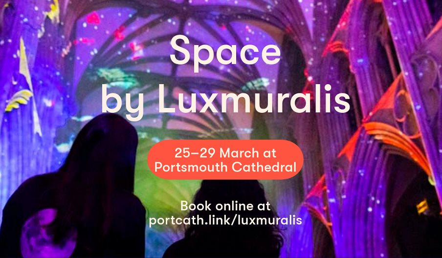 Poster for 'Space' by Luxmuralis at Portsmouth Cathedral