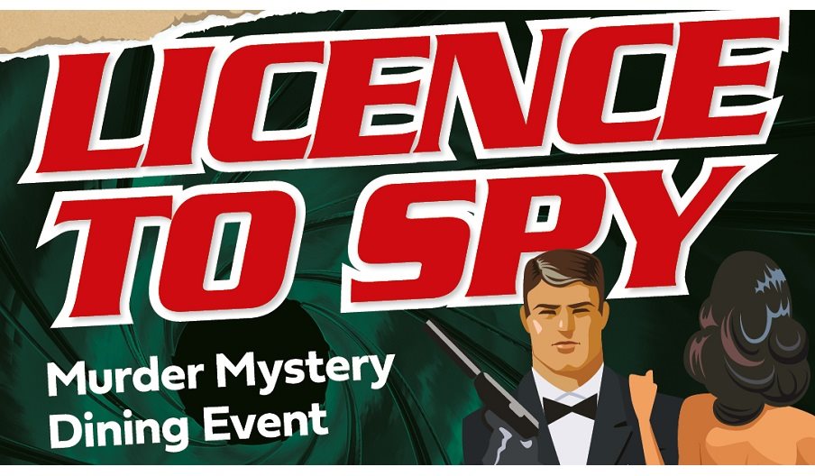 Poster illustration for the Licence to Spy – Murder mystery dining event by the Minstead Trust