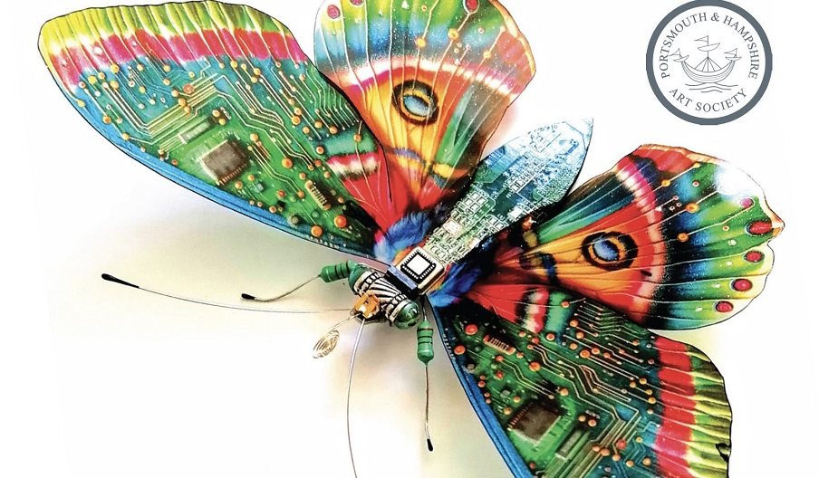 A butterfly designed with computer components by a member of the Portsmouth & Hampshire Art Society