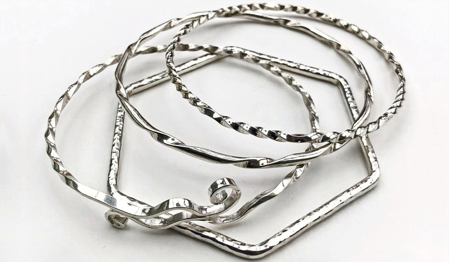 Photograph of silver stacking bangles