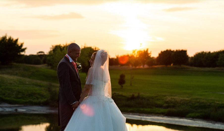 Sunset wedding at Cams Hall Estate Golf Club