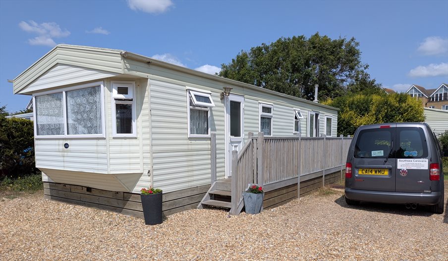 A large static caravan with garden space available at Southsea Caravans