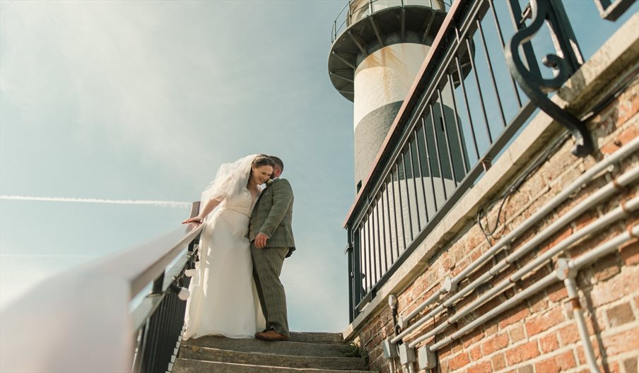 A couple celebrates at Southsea Castle