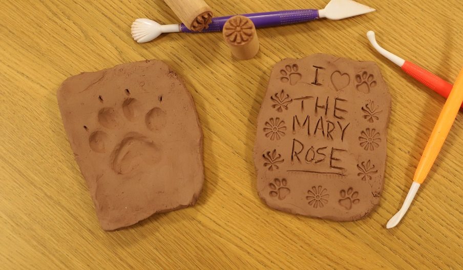 Paw-print tiles made at The Mary Rose museum in Portsmouth