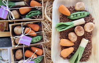A gift box of vegetable-shaped treats