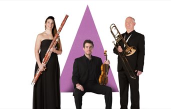 Three members of the Bournemouth Symphony Orchestra with their instruments