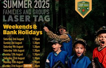 Poster for Families and Groups Laser Tag Summer 2025