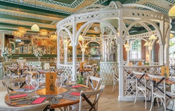 The stylish interior of Giggling Squid at Gunwharf Quays