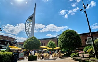 Central Square at Gunwharf Quays with the Spinnaker Tower in the background