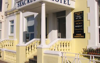 The seacrest hotel overlooks the Venetian Gardens and the Solent